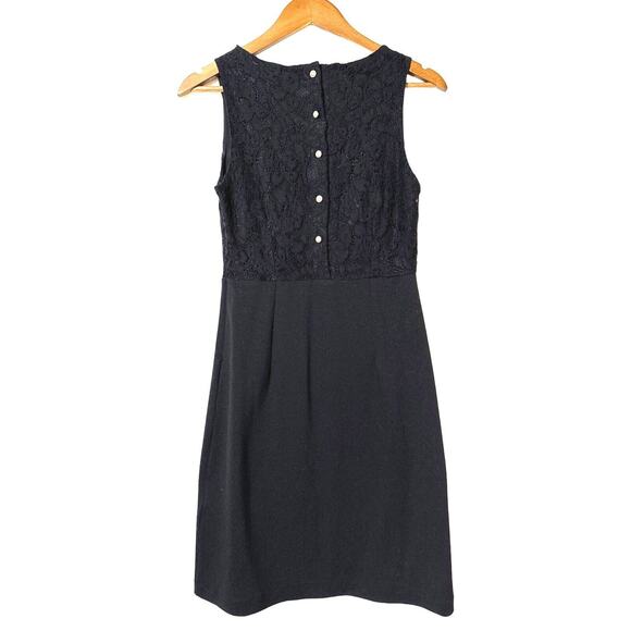 Nicole Miller Dress Women's 4 Floral Lace Bodice Black Closure Back Pearl Button - Picture 2 of 8